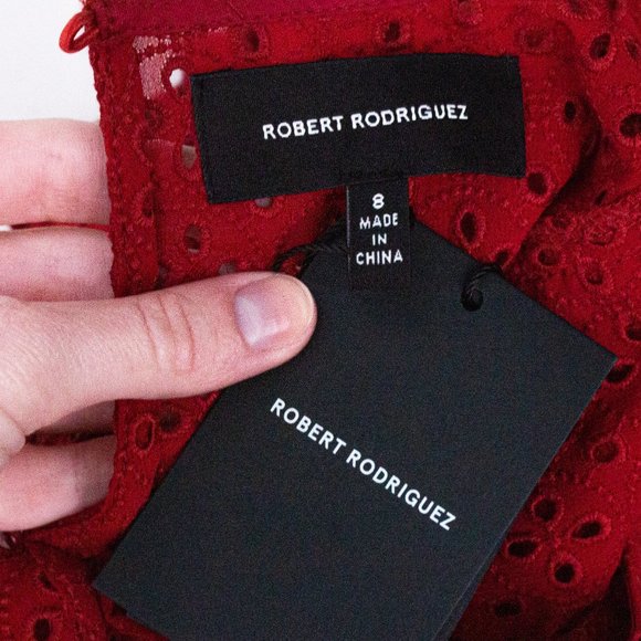 Robert Rodriguez 8 Prairie Eyelet Lace Top Red - Picture 11 of 16